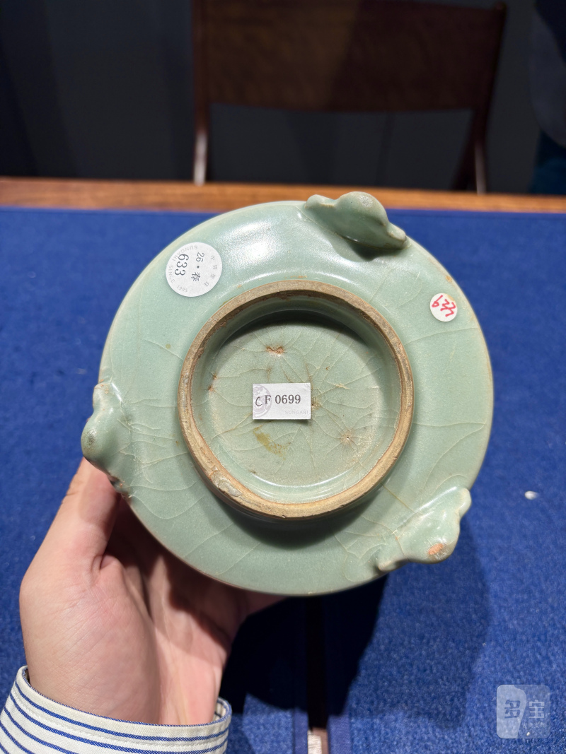 明 龙泉粉青釉弦纹炉 - 图6
